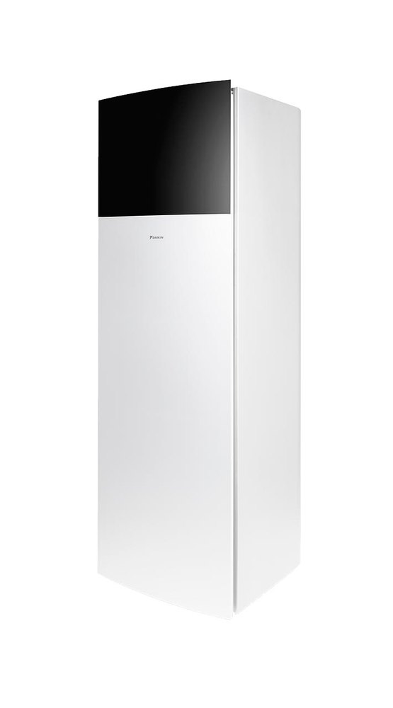 Unidade interior híbrida Daikin Altherma R Hybrid EHFH03S18D3V, coluna branca com painel superior preto
