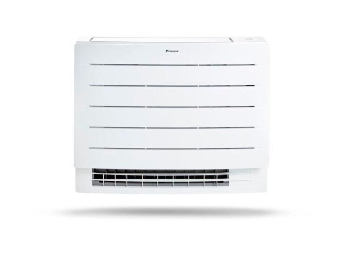 Ar condicionado Daikin Perfera de chao, consola interior branca, vista frontal