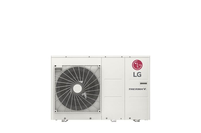 Bomba de calor ar-agua LG Therma V R32 Monobloco S, vista frontal, fundo branco